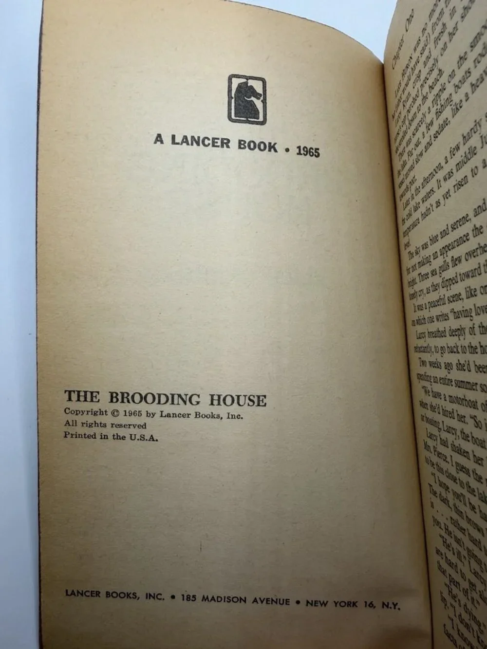 Alice Brennan The Brooding House Lancer Gothic Vintage Paperback 1965‎